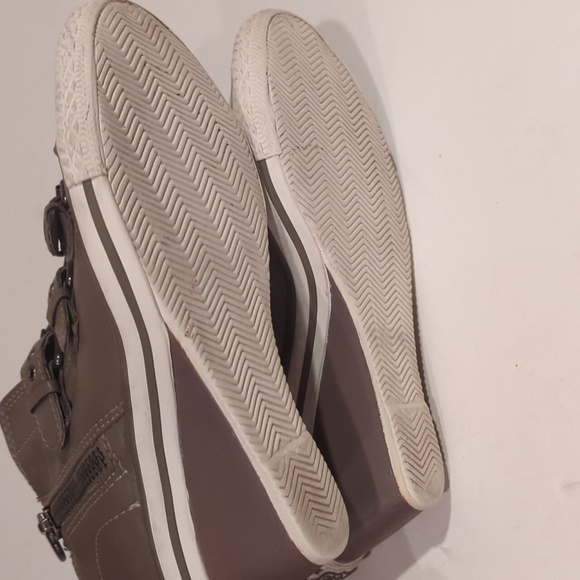 ash Taupe Wedge Zip Leather HighTop Sneaker Size 6.5 (37) - Picture 8 of 14